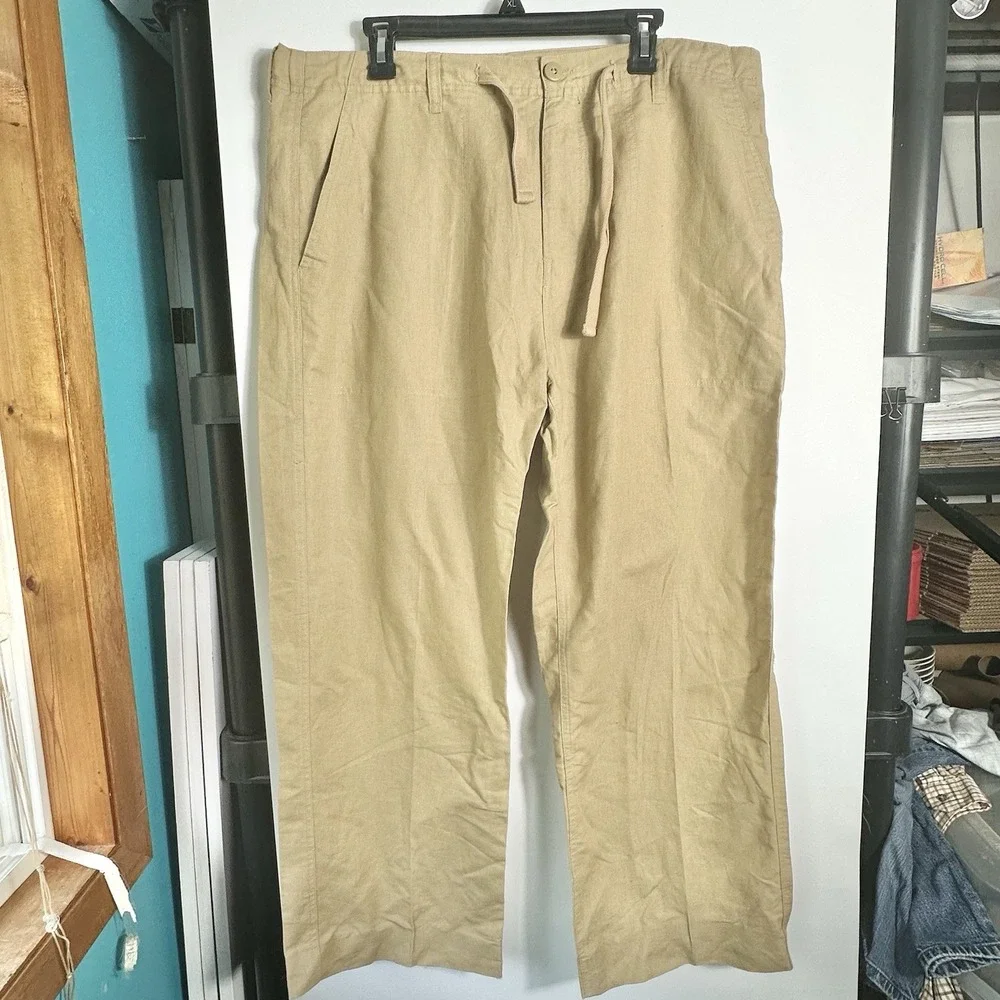 Sean John Mens Size 38 Linen Blend Pants Tan Casual New Without Tags‎